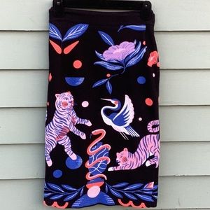 Anthropologie ft. Super Nice Letters Knit Pencil Skirt Tigers Snake Plus Size 2X
